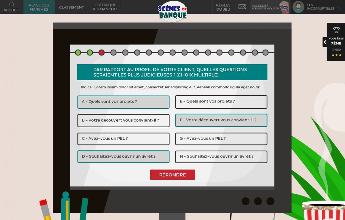 Webdesign épreuve du jeu