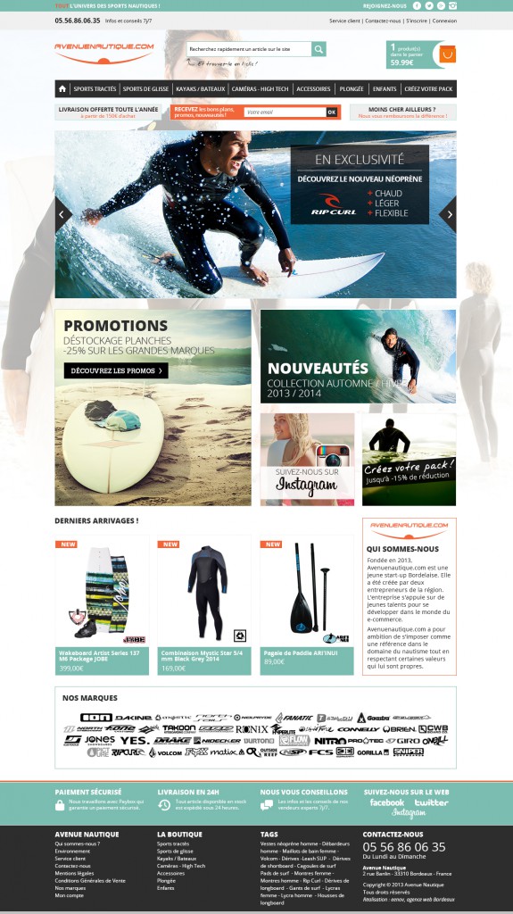 Webdesign site e-commerce surf