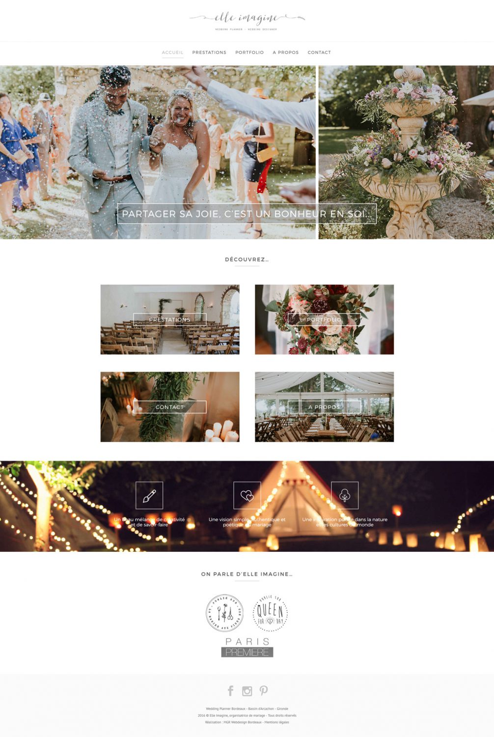 Webdesigner Bordeaux : création site wedding planner